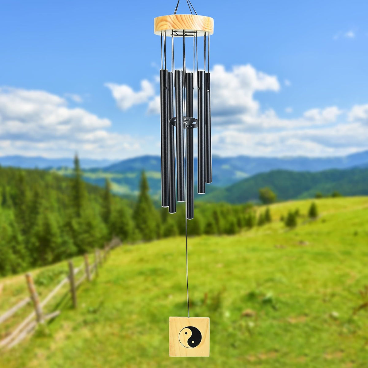 HindCraft Black Metal Wind Chime for Balcony & Garden Decor