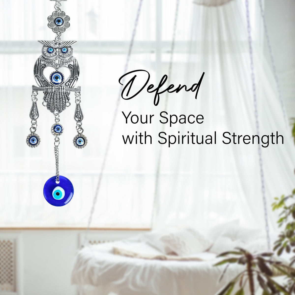 HindCraft Owl Evil Eye Hanging for Home Entrance Wall Decor & Protection