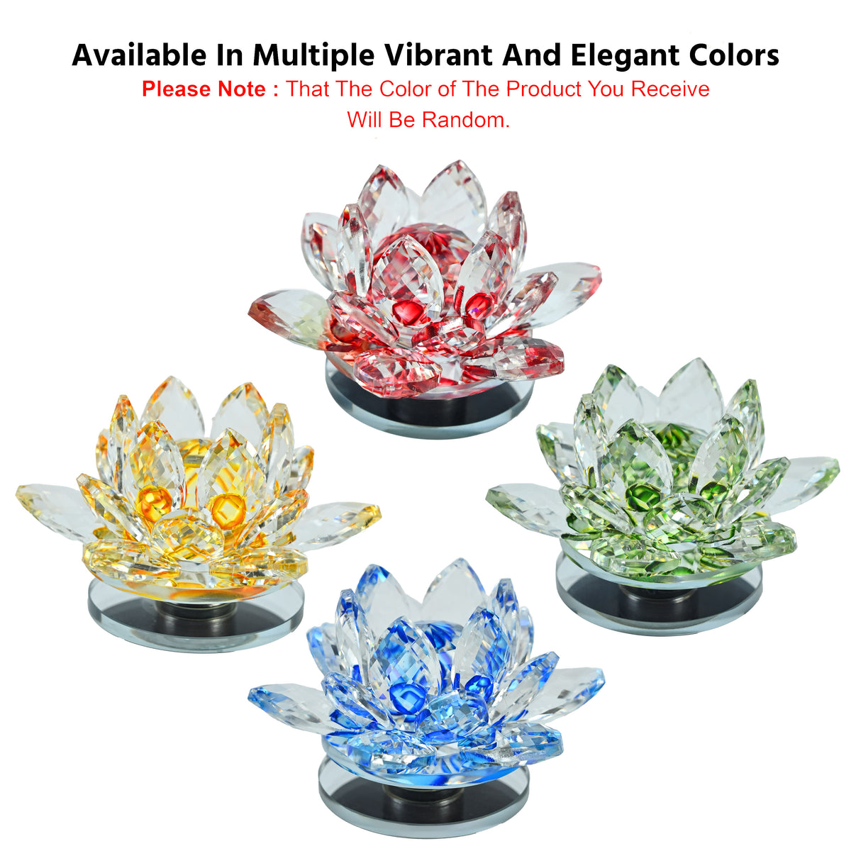 HindCraft Crystal Lotus Showpiece for Home, Office Desk & Table Décor