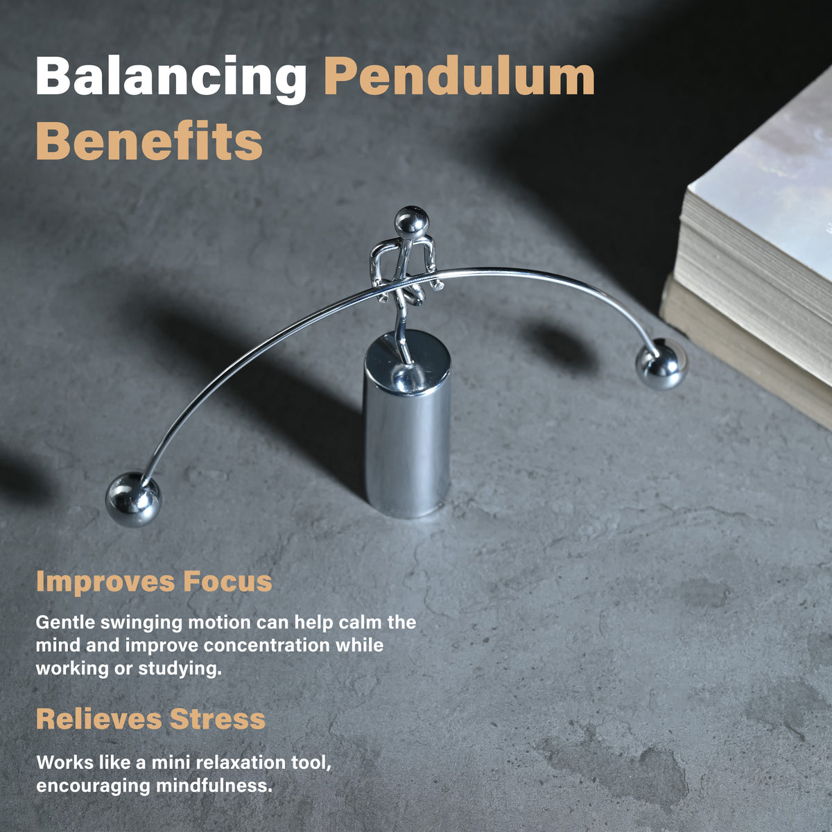 HindCraft Kinetic Balance Desk Toy with Swinging Metal Balls for Office Décor