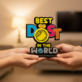 HindCraft Best Dost in The World Wooden Table Top Showpiece | Friendship Gift for Best Friend