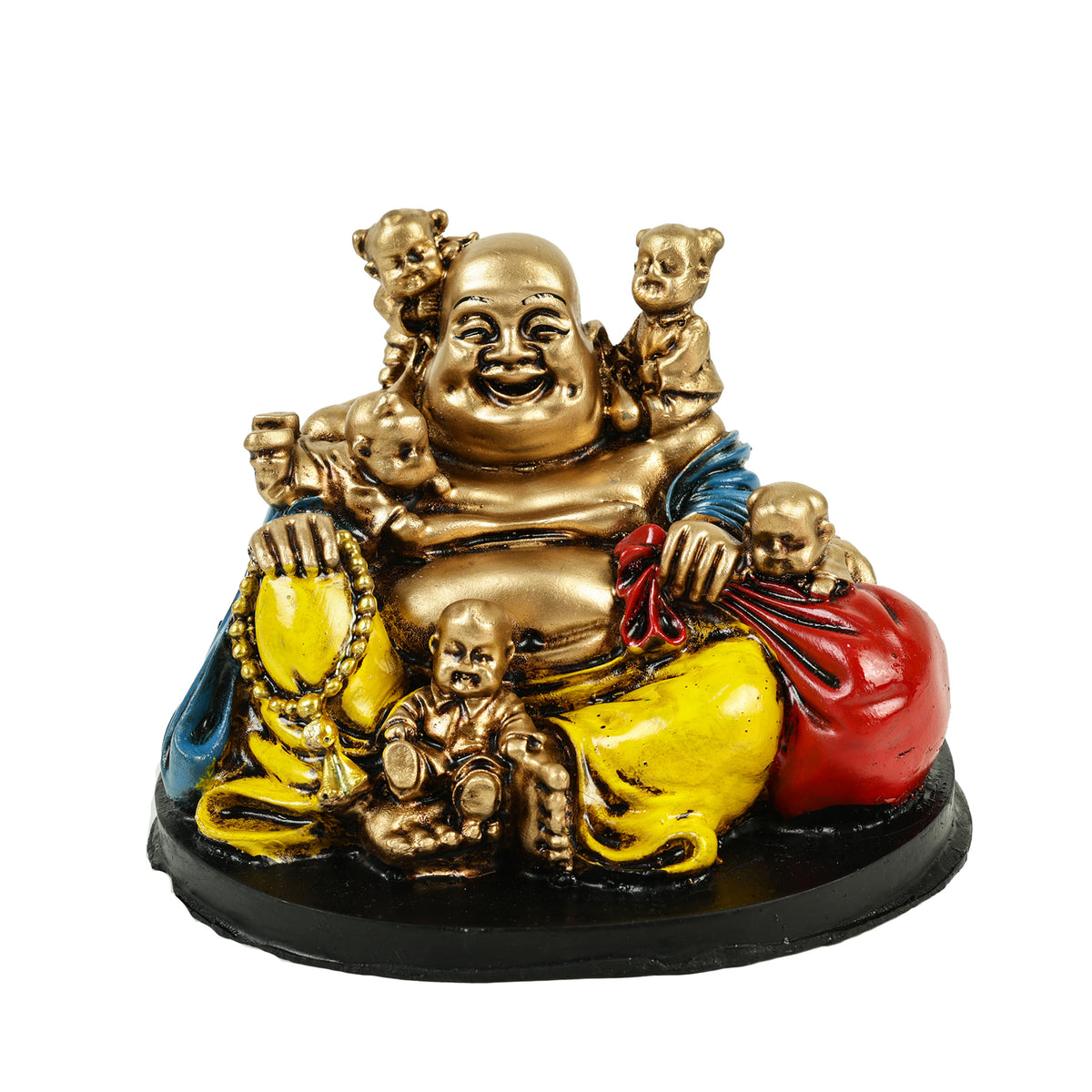 HindCraft Laughing Buddha with Five Children Showpiece Decor