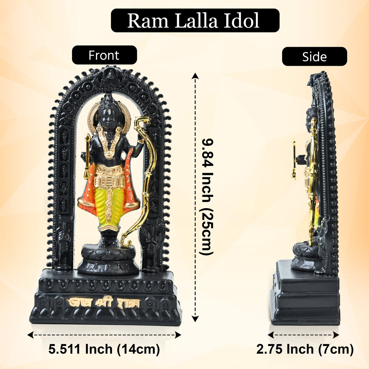 HindCraft Lord Ram Idol with Bow and Decorative Arch for Home Temple & Gifting