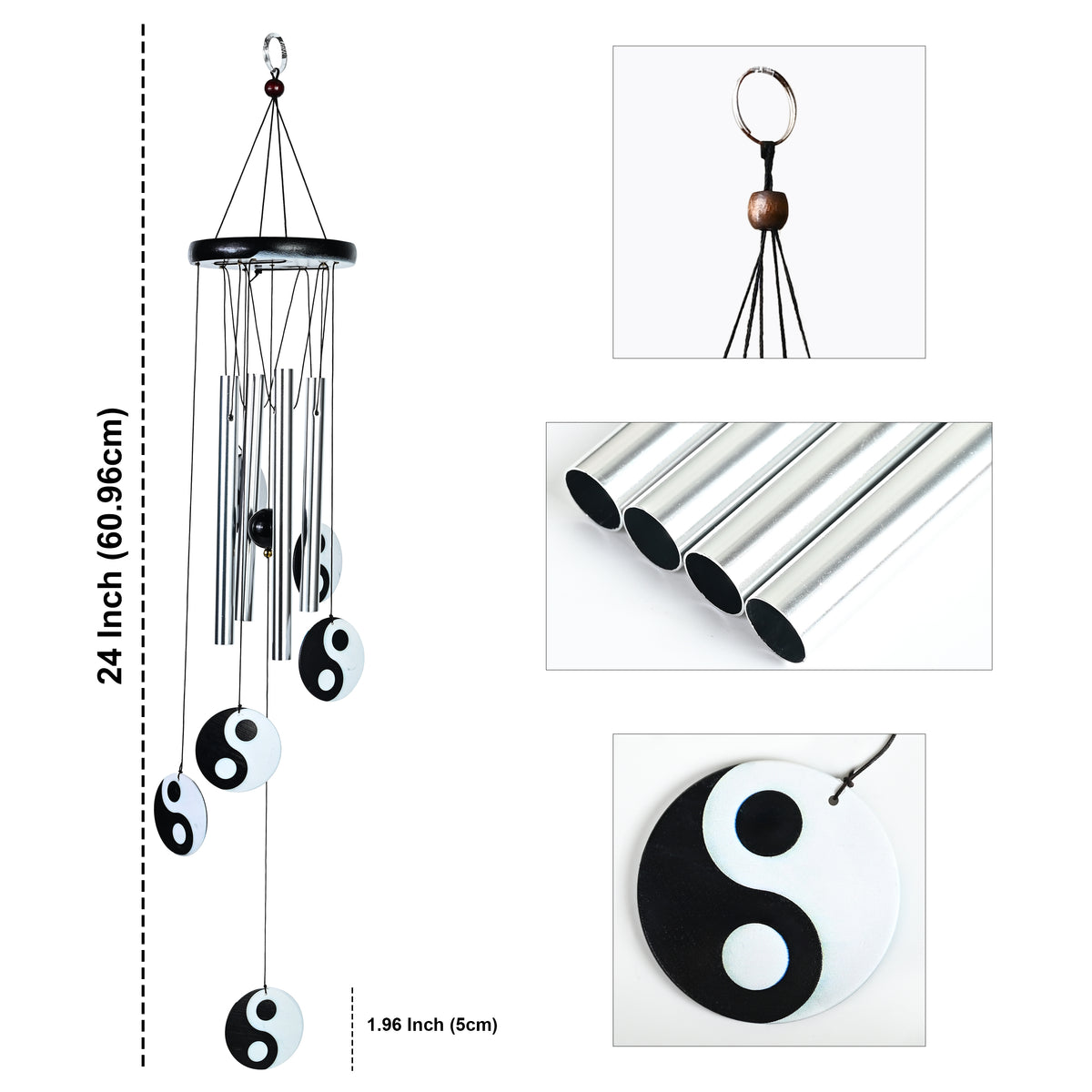 HindCraft Metal Wind Chime 24 Inch for Home, Balcony & Garden Decor