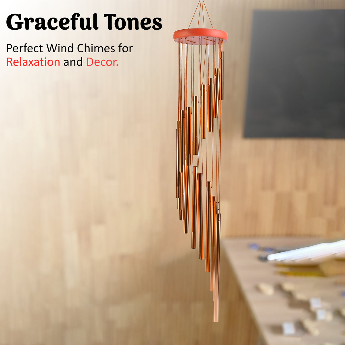 HIndCraft Rose Gold Metal Wind Chime for Home, Garden & Balcony Décor