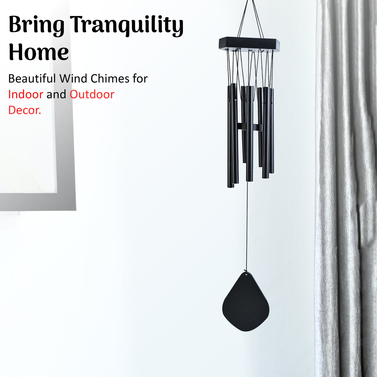 HindCraft Modern Black Wind Chime for Garden, Balcony & Patio Decor
