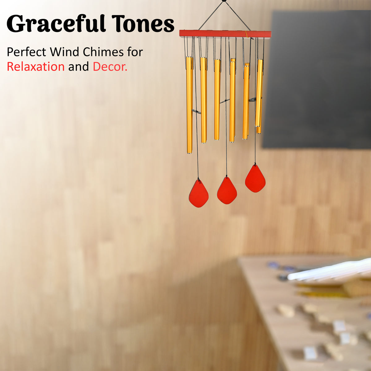 HindCraft Yellow Wind Chime for Home Décor, Balcony & Garden Hanging